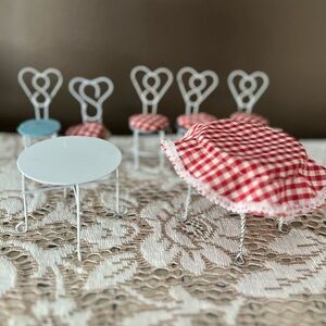 Dollhouse Miniature Bistro Tables & Chairs Ice Cream Parlor Fairy Garden 8 pcs